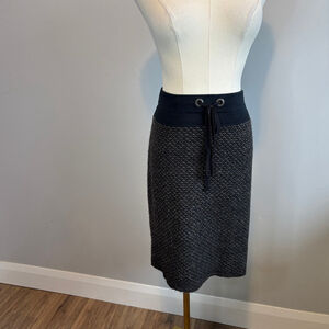 MarcCain Women's Wool Knit Black & Grey Lined Pencil Skirt, SZ 8